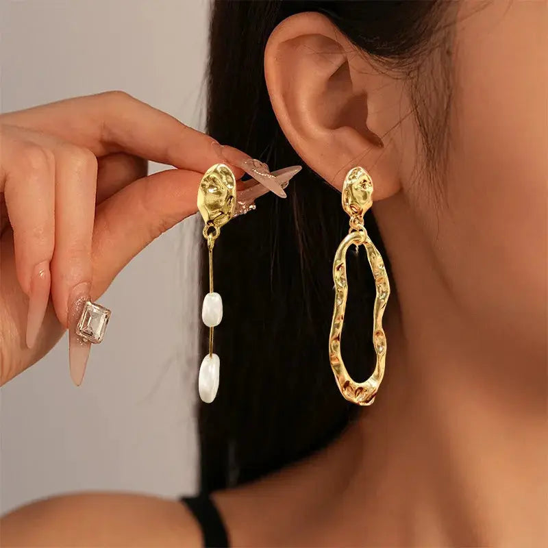 LATS Elegant Asymmetrical Baroque Pearl Stud Earrings for Ladies and Girls Fashion Jewelry Party Gifts
