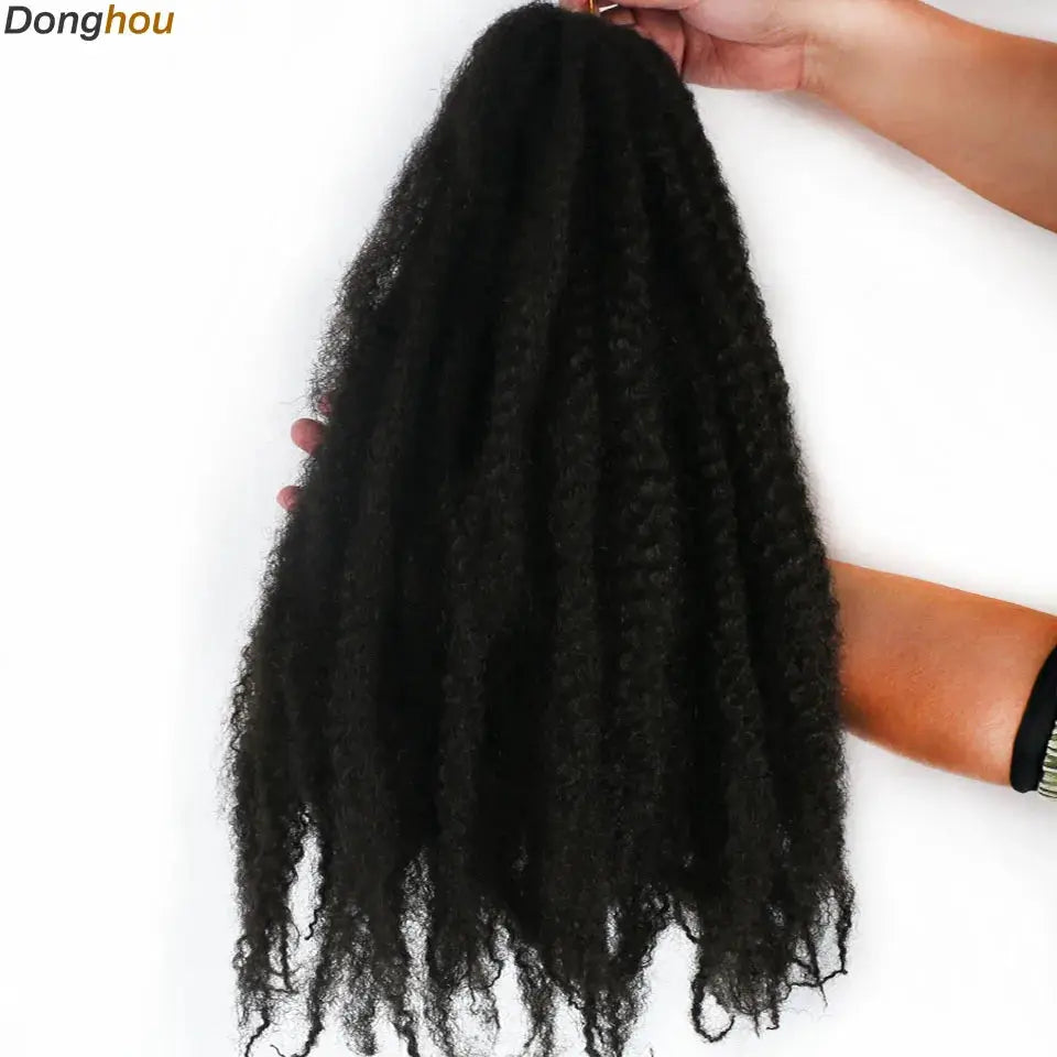 Marley hair bundle by Donghou, 18-inch synthetic Afro kinky braiding hair in black