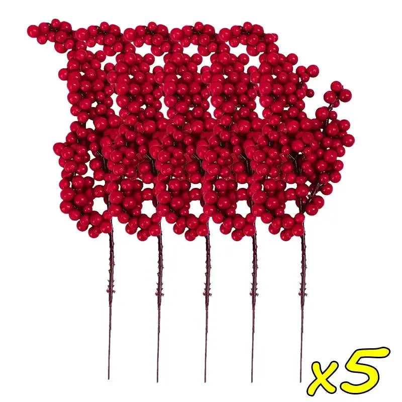 50 Count Artificial Holly Berry Stem With Red Berries For Christmas Tree Decoration Home Decor Ornament