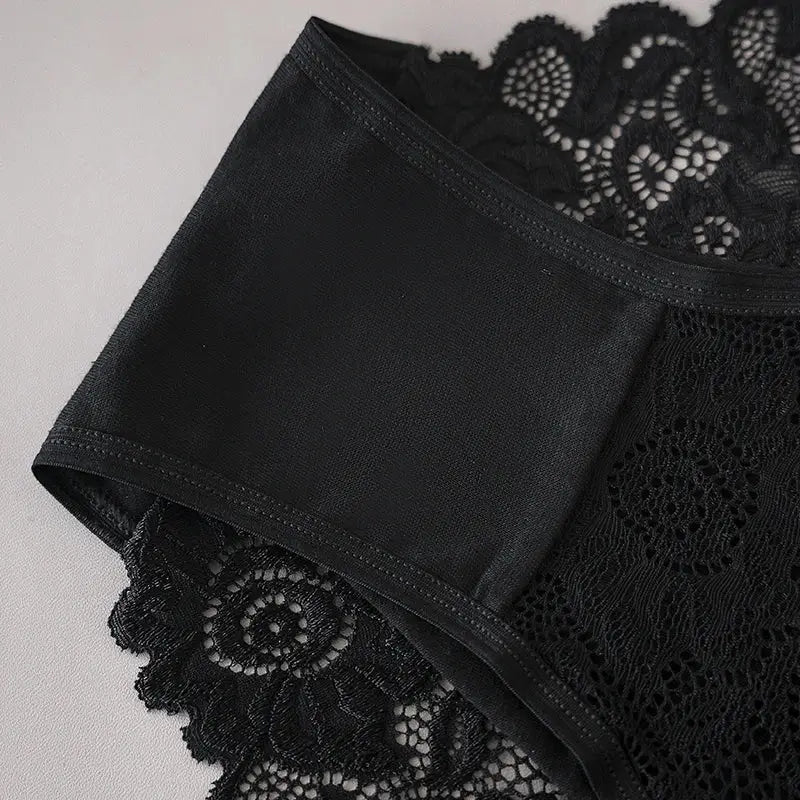 Soli Color 5 Piece Cotton Panties Set With Lace Floral Embroidery Mid Rise Breathable Briefs For Everyday Comfort