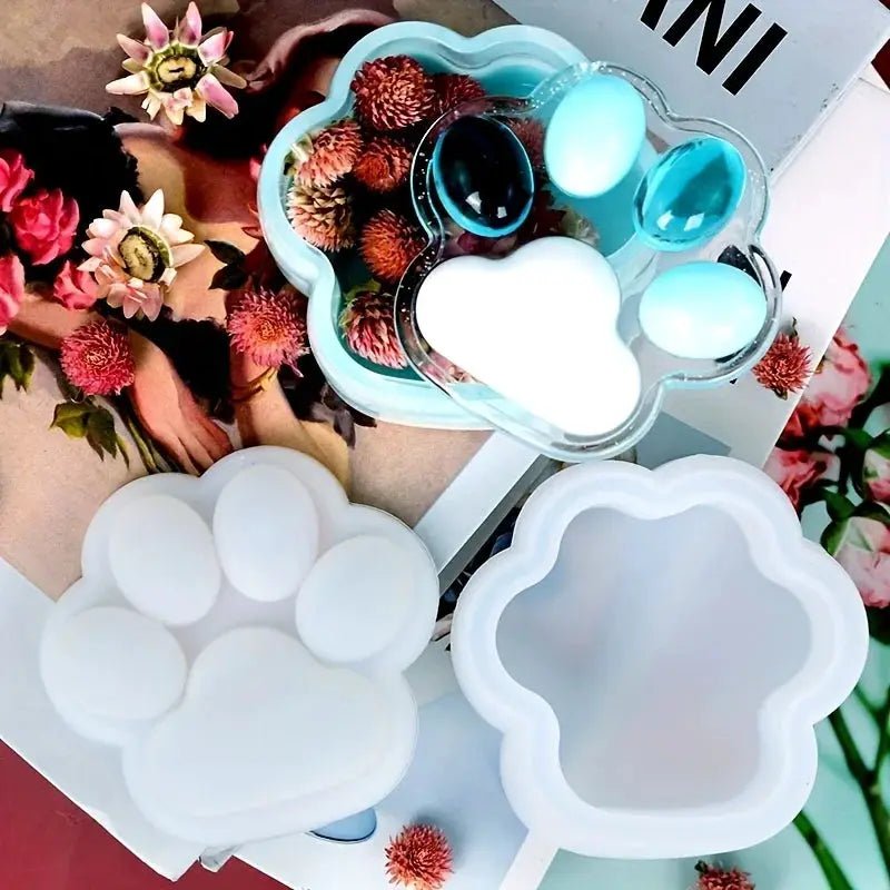 Cat Claw Storage Box Silicone Mold With Lid For DIY Crafts Candle Jar Casting Ashtray Plaster Resin Concrete Home Decor - Simples Market