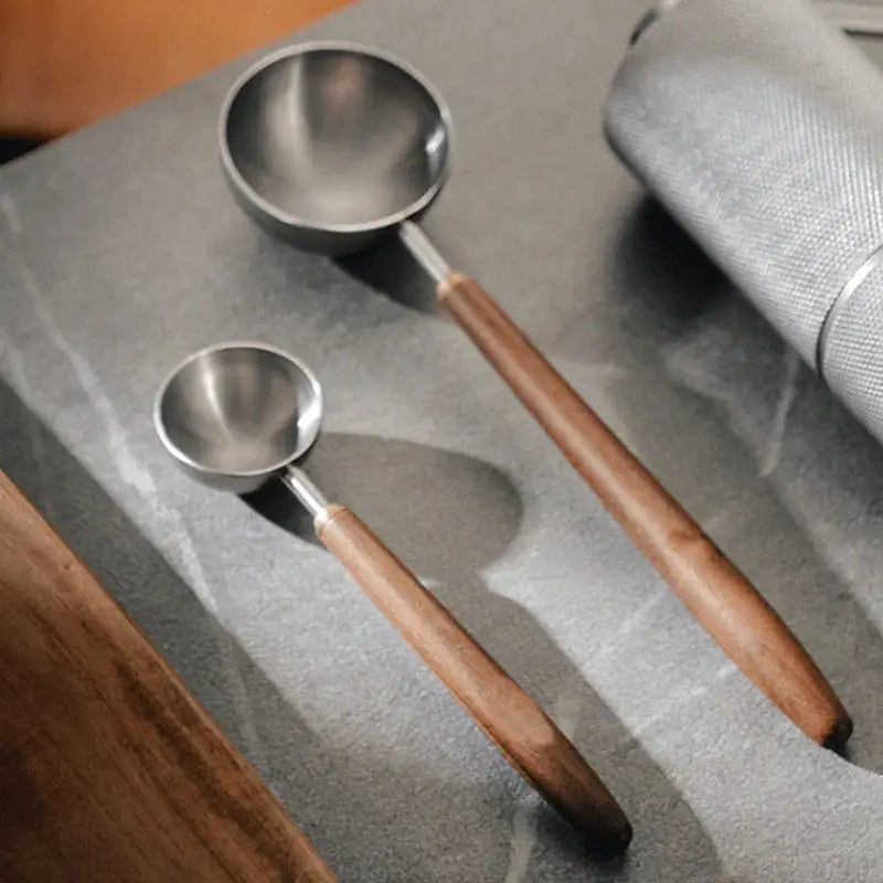 25ml Stainless Steel Coffee Scoop With Walnut Wood Long Handle