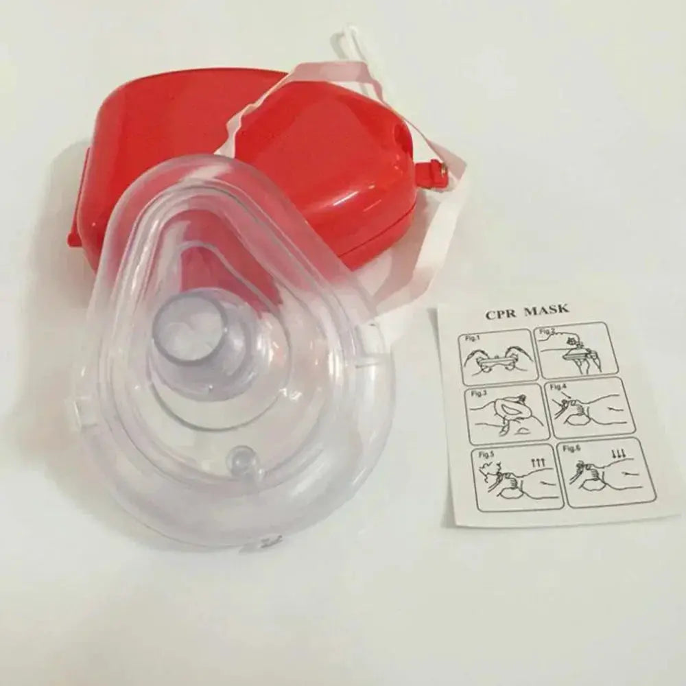 Simples Market CPR mask set with red case and clear resuscitator mask (one-way valve)