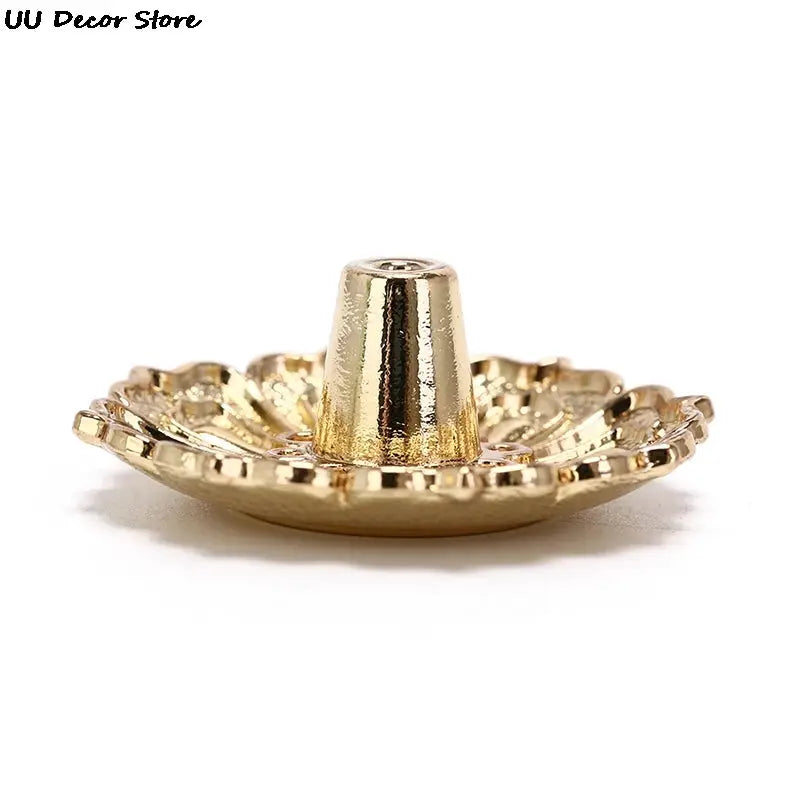 Alloy Incense Burner Stick Holder Plate Lotus Censer Bronze Nasturtium For Buddhism Zen Decor