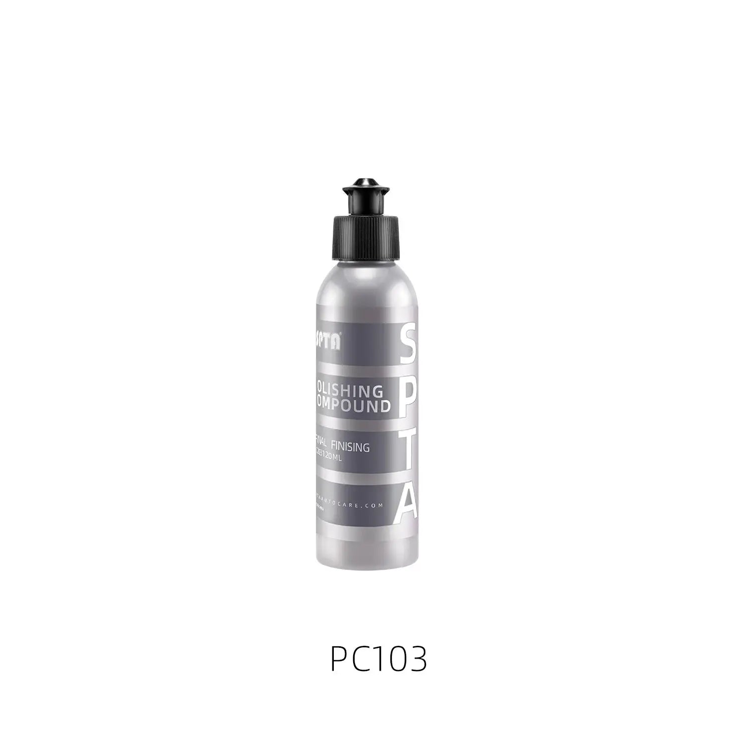 SPTA polishing compound bottle by Simples Market for car scratch removal, gray label, black cap