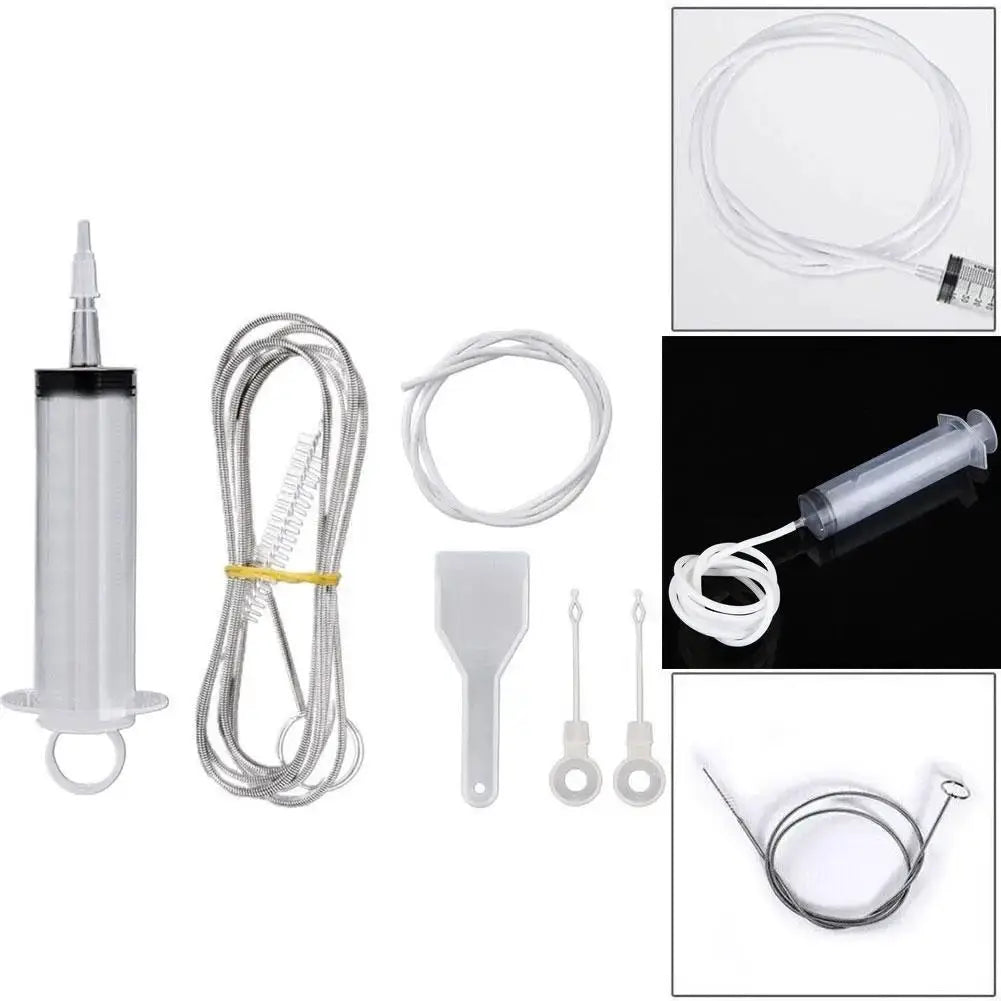 5 Piece Refrigerator Drain Cleaning Kit With Brush Suction Syringe And 1.5 Meter Hose For Fridge Drain Hole Cleaning