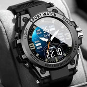 LuxTime Prestige Dual Movement Quartz Watch Analog Digital Display Night Light Waterproof Steel Alloy
