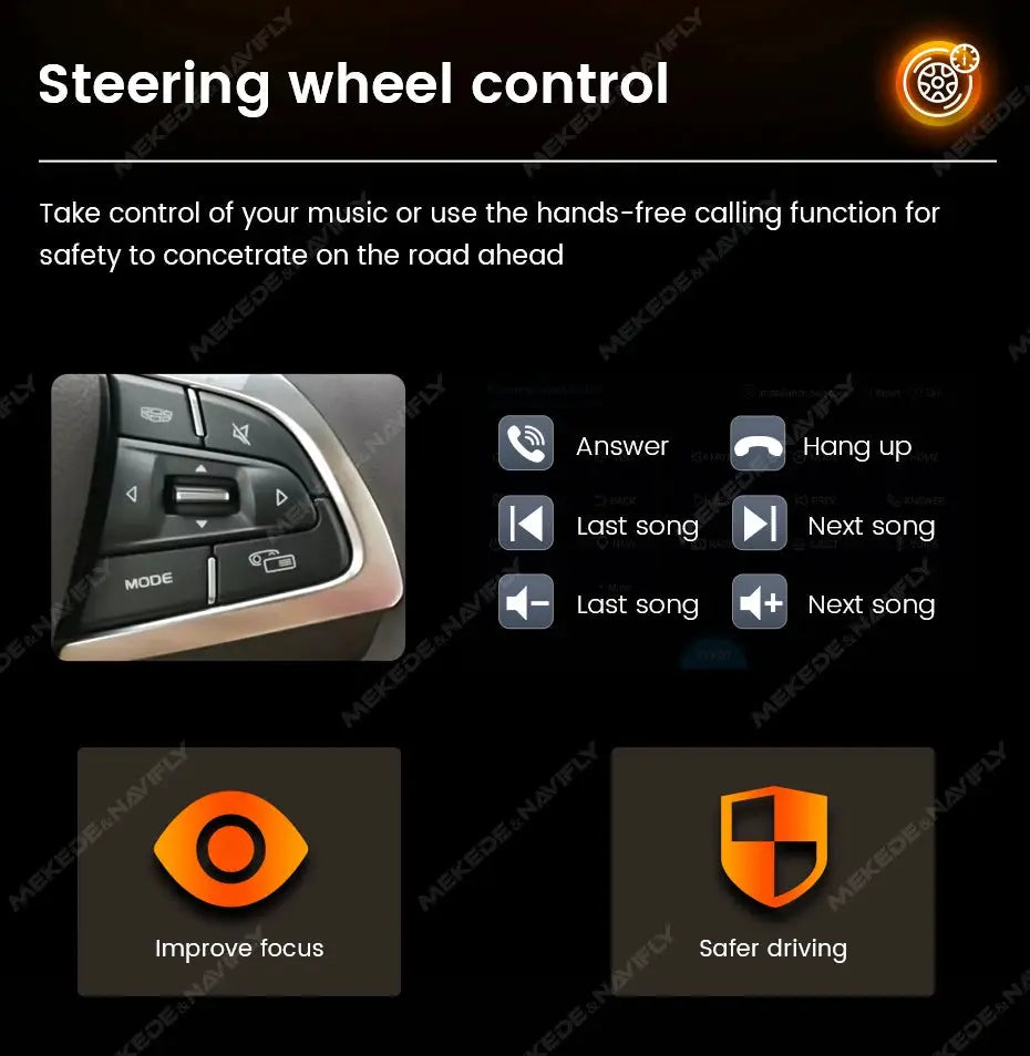 NaviFly OD8 1DIN MP5 car radio with steering wheel control UI by Simples Market