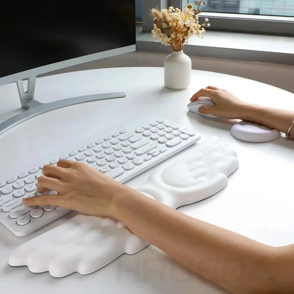Angel Wing Memory Foam Wrist Rest and Mouse Pad Set for Keyboard and Laptop Ergonomic Non Slip Comfort