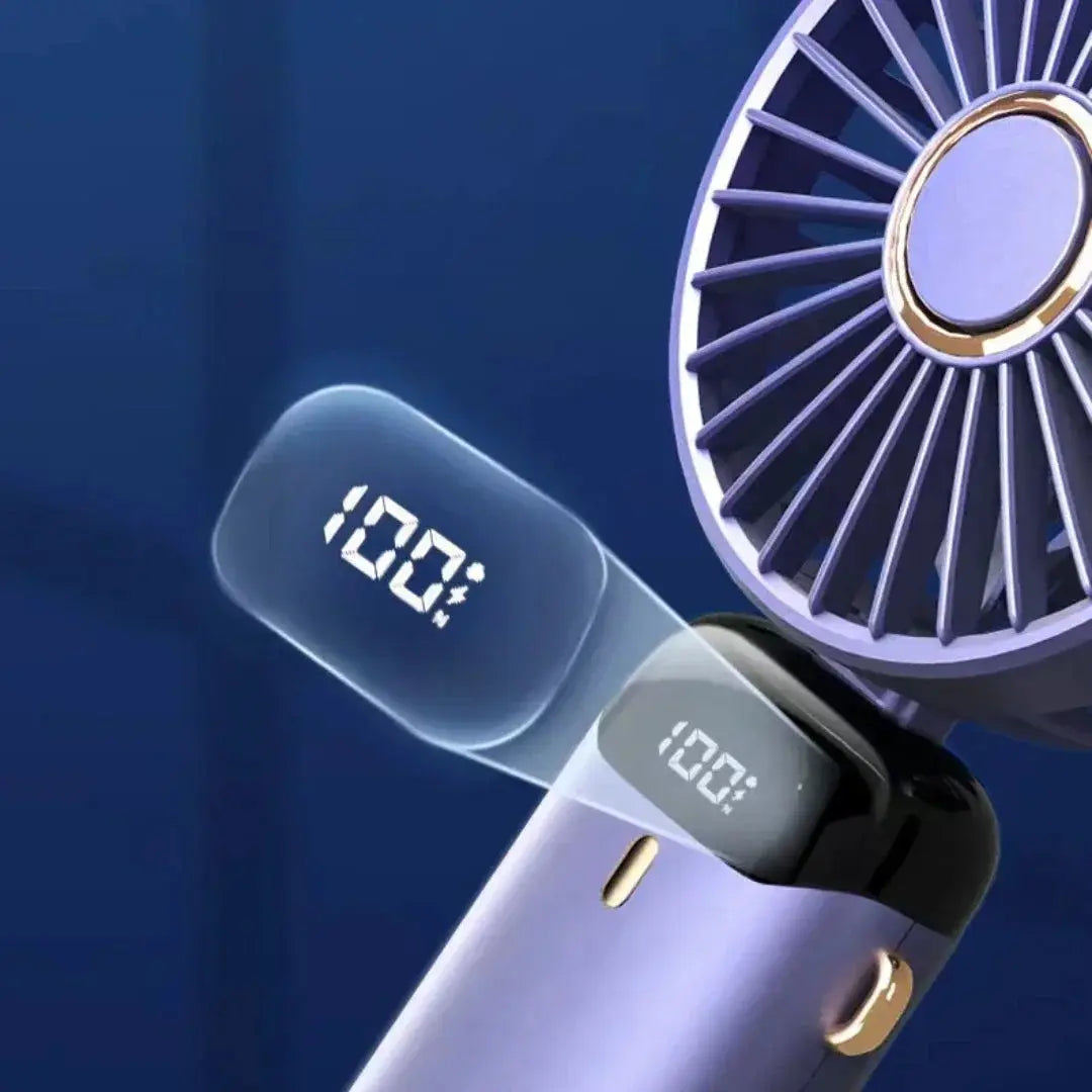 Portable Handheld Rechargeable Fan With LED Digital Display 90 Degree Adjustable 5 Speed Aromatherapy Mini