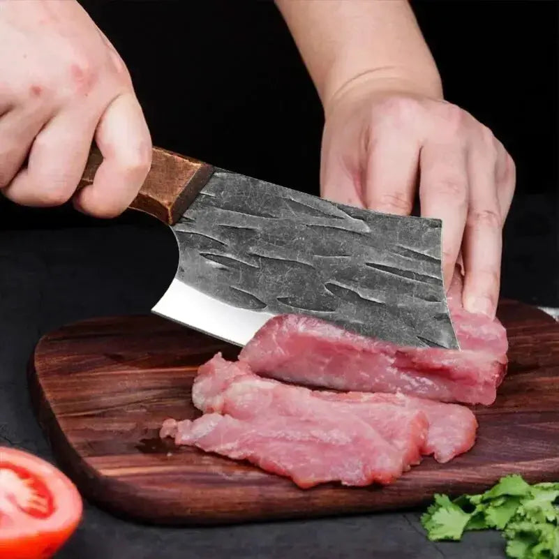 Professional Cleaver Knife For Slicing Fish Meat And Vegetables With Stainless Steel Blade And Wooden Handle