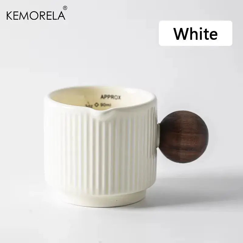 Kemorela 3oz 90ml Ceramic Measuring Cup Espresso Extraction Cup For Milk Frothing With Scale Kitchen Tools