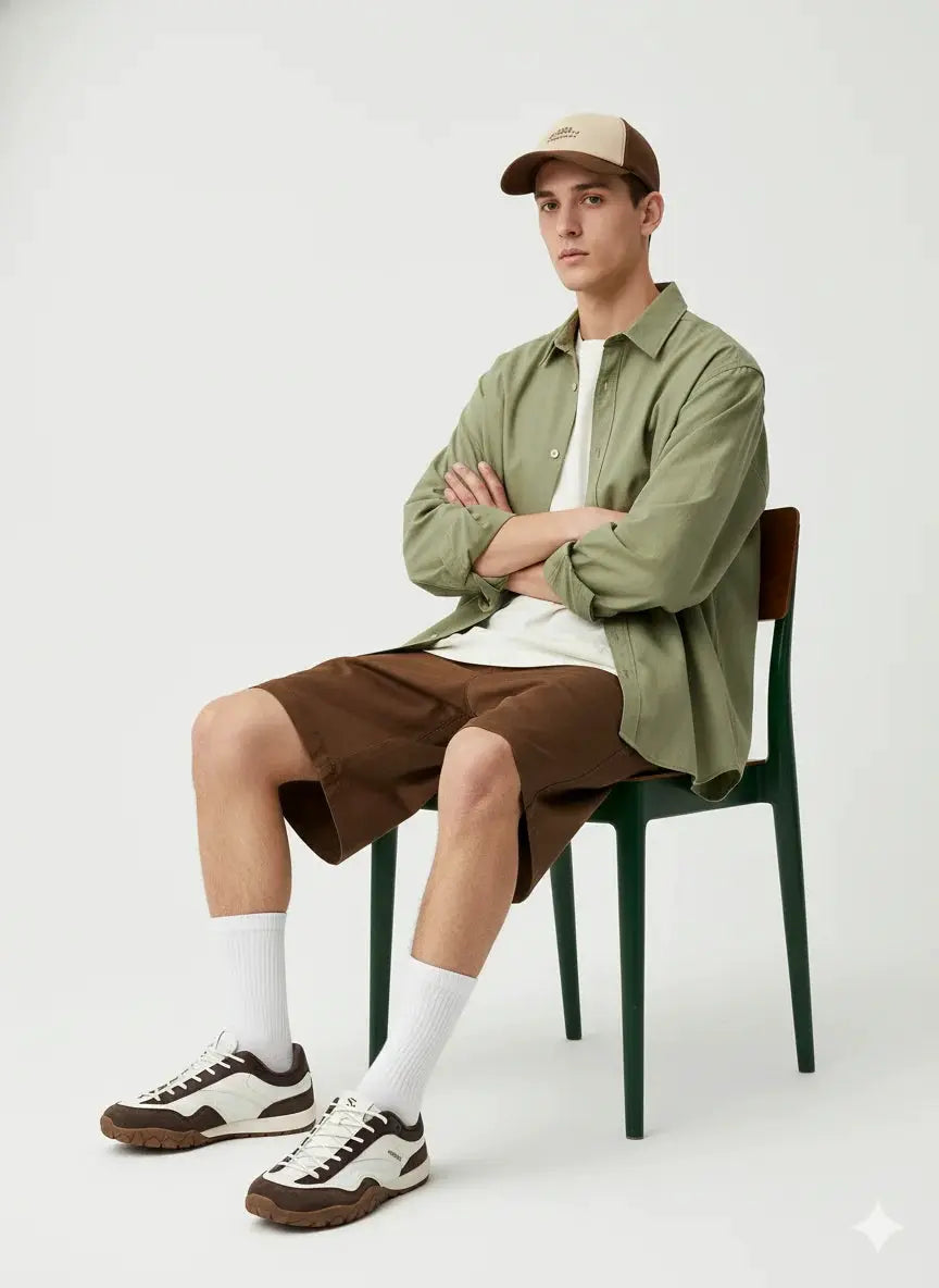 HOBIBEAR wide-width hiking shoes by Simples Market in white and brown with gum sole