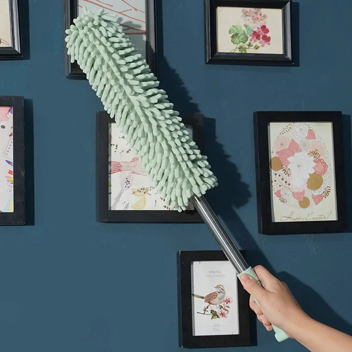Simples Market mini extendable microfiber car duster brush in mint green dusting framed wall art