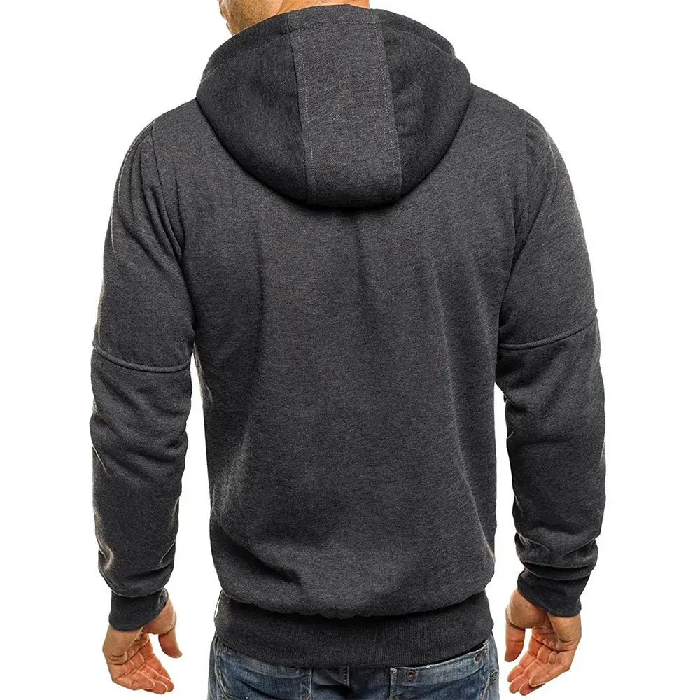Mens Hooded Zip Front Sweatshirt Long Sleeve Slim Fit Casual Jacket Sportswear Everyday Wear