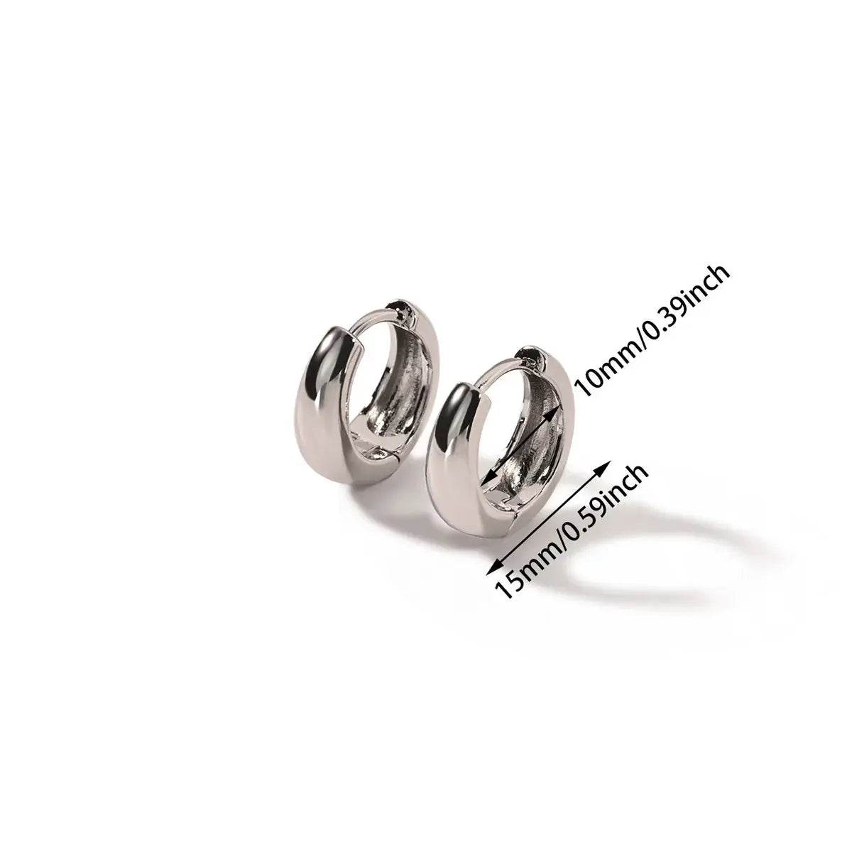 Classic gold-color stainless steel hoop earrings, chunky 15mm hoops for women