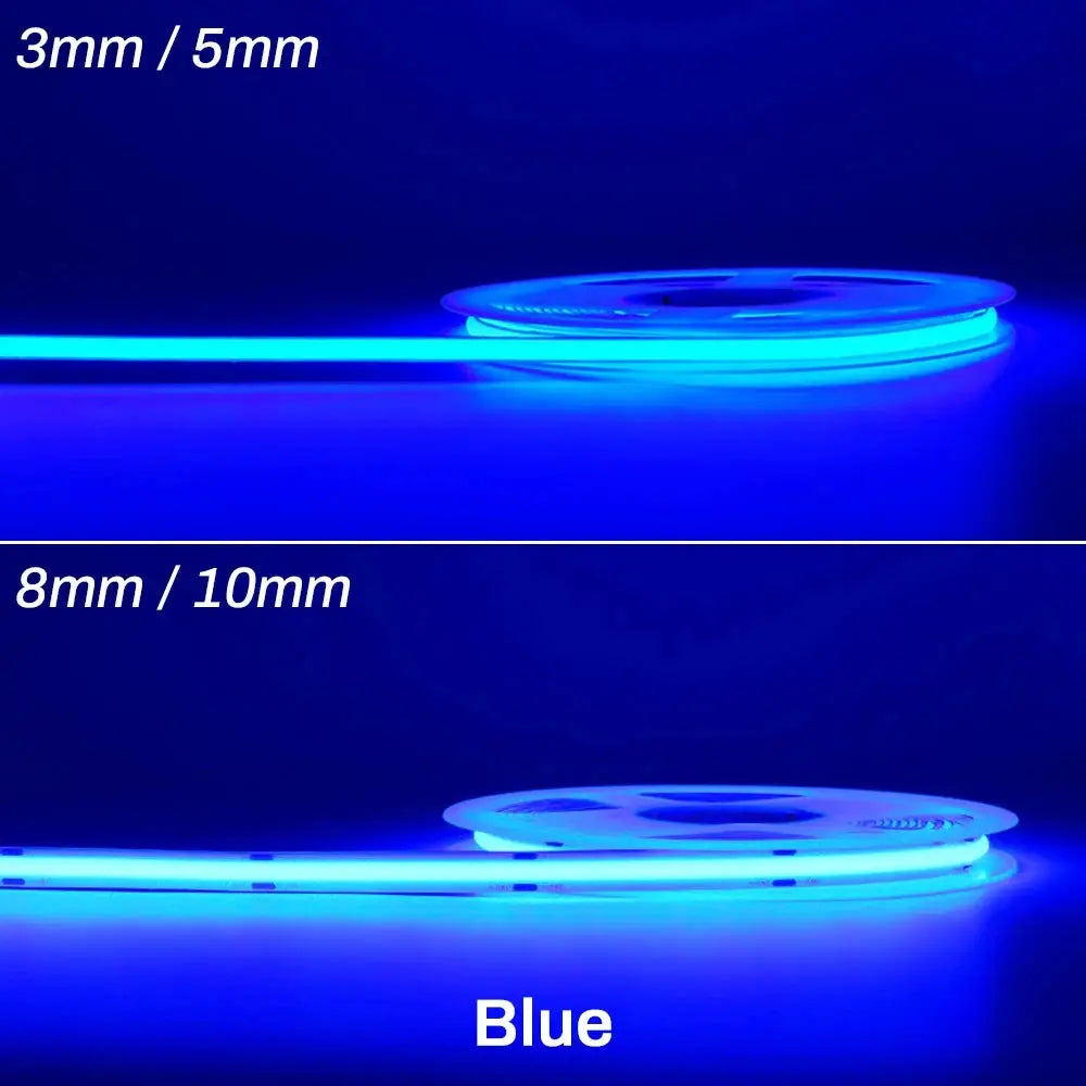 Cob Led Strip Lights 12V 24V Dimmable Tape 3mm 5mm 8mm Ice Blue Yellow Red Green Pink White For Home Decor RA90