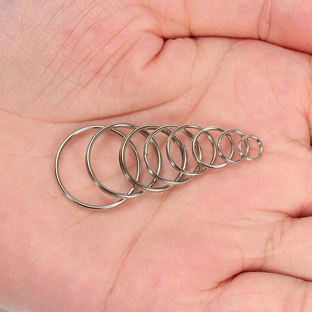 50 Pieces Key Ring Connectors For DIY Keychain Making Findings Rhodium Plated Iron Alloy Round