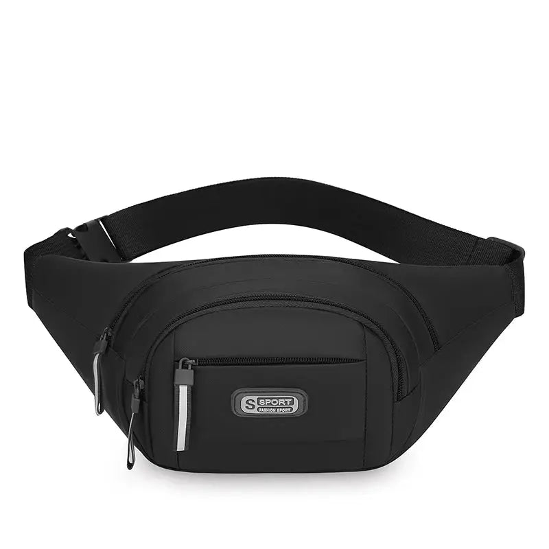 Men's waist bag by Simples Market, black large-capacity fitness anti-theft fanny pack with multiple zip pockets