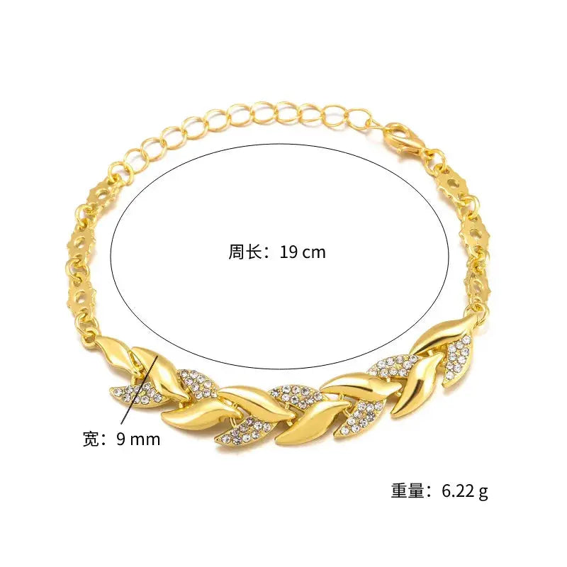 Luxurious Braided Leaf Bracelet With Crystal Charm For Women Ideal Gift For Wedding Anniversary Valentines Day Jewelry