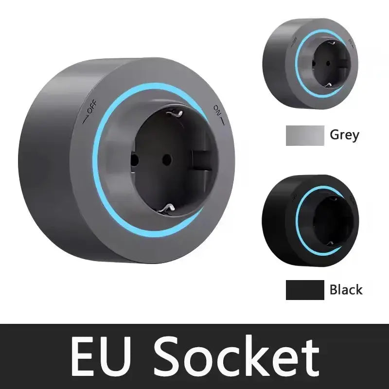 Simples Market embedded track socket wall outlet EU plug, grey, blue LED ring; removable rail, black variant