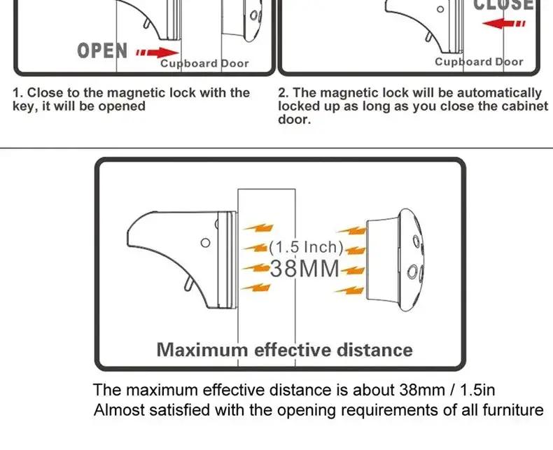 Baby safety lock magnetic cabinet door latch by Simples Market; 38mm maximum effective distance.