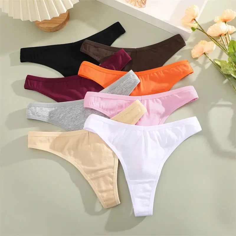 Simples Market seamless cotton thong underwear set, 9-piece in assorted colors
