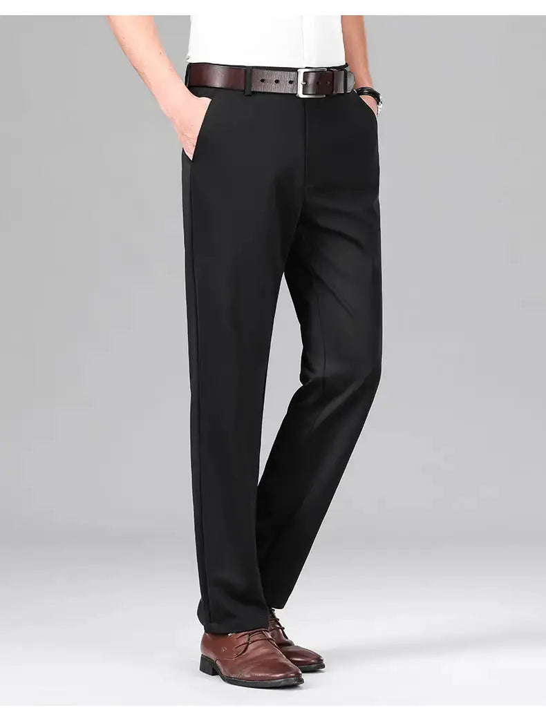 Men's black stretch dress pants for business formal attire