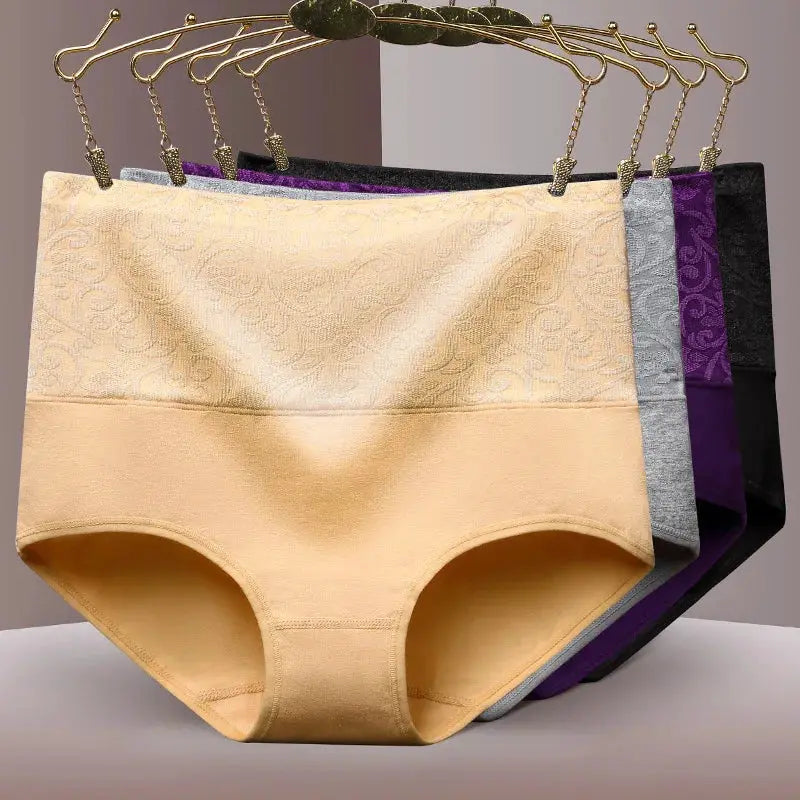 Simples Market 5-pack plus-size women's high-waist cotton briefs in assorted colors