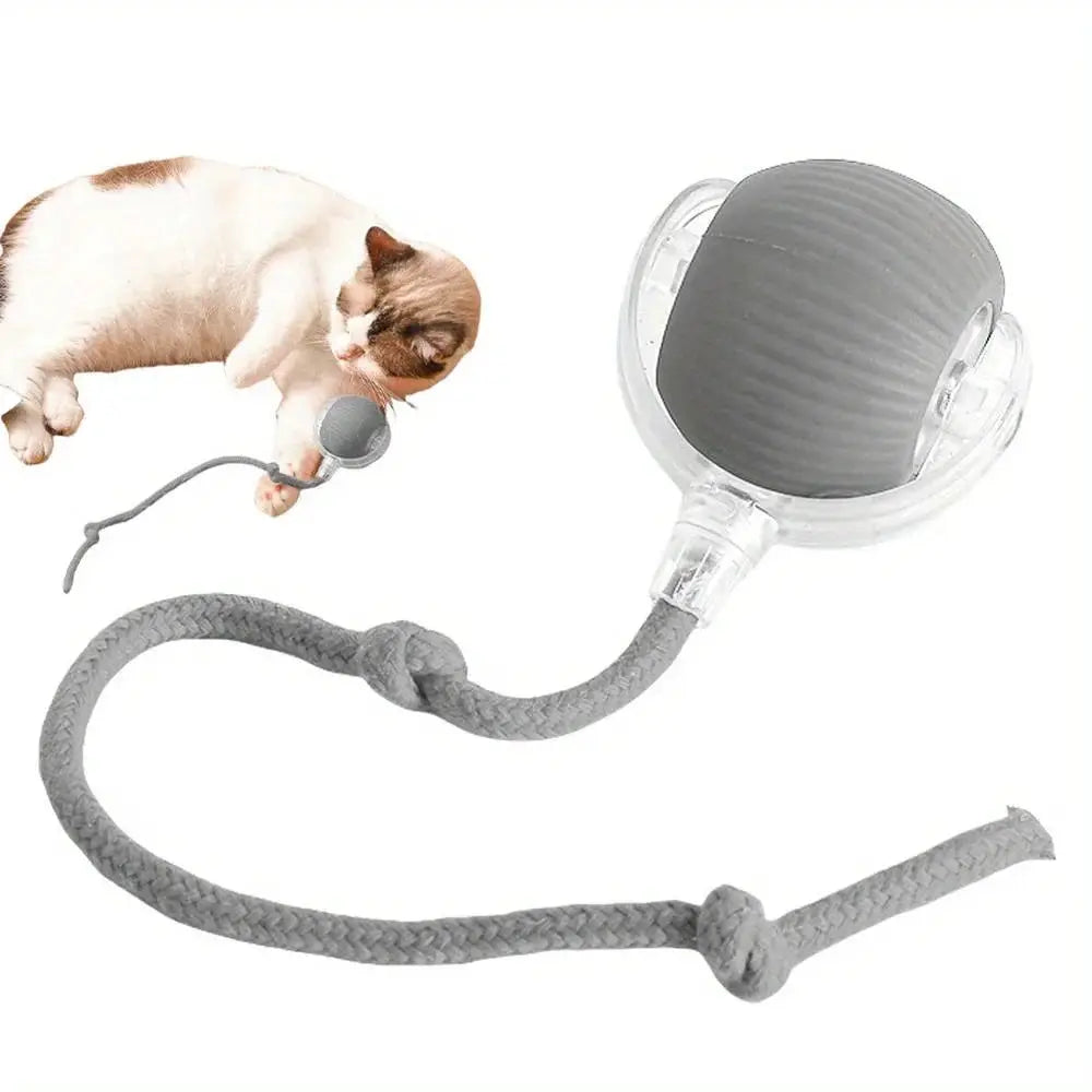 Automatic Interactive Cat Ball Toy Rechargeable Smart Rolling Ball With Faux Tail Mouse Imitation Cat And Dog Training
