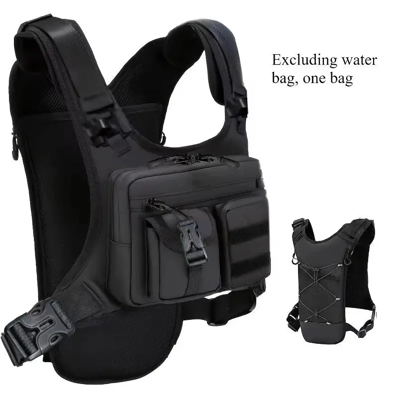 Simples Market lightweight running chest pack vest in black with front zip pockets