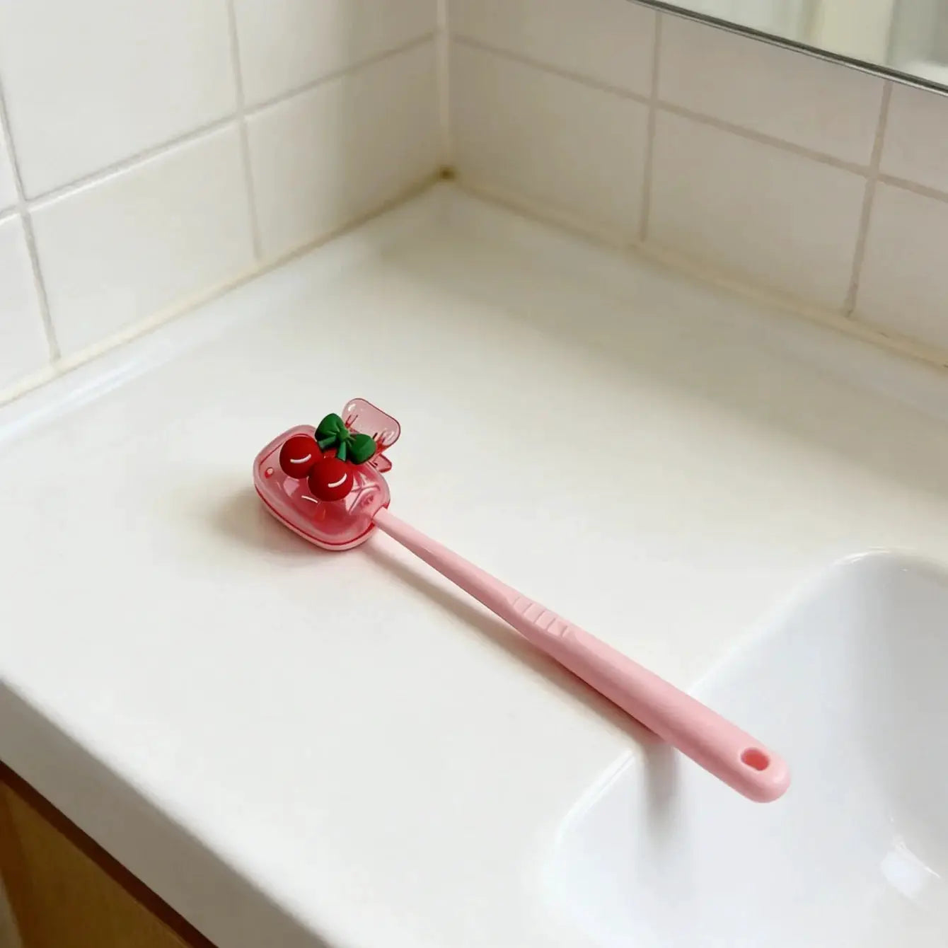 Cute Cherry Design Toothbrush Holder With Cherry Pattern Protects Toothbrush Head And Dual Drainage Holes
