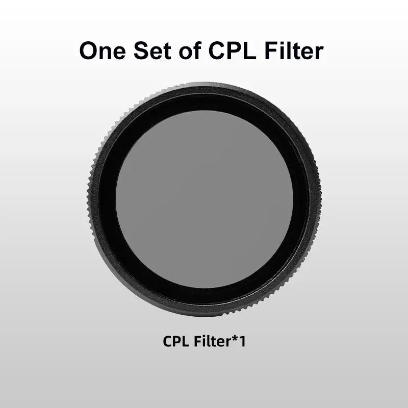 Black circular CPL filter with knurled edge, 1 piece