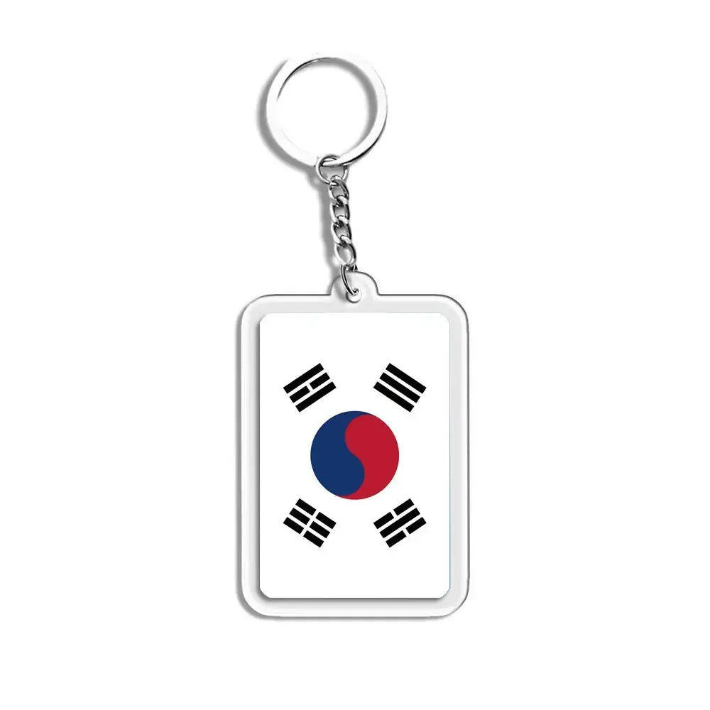 National Flags Keychain Set With Glass Inlay Ten Flags Zinc Alloy