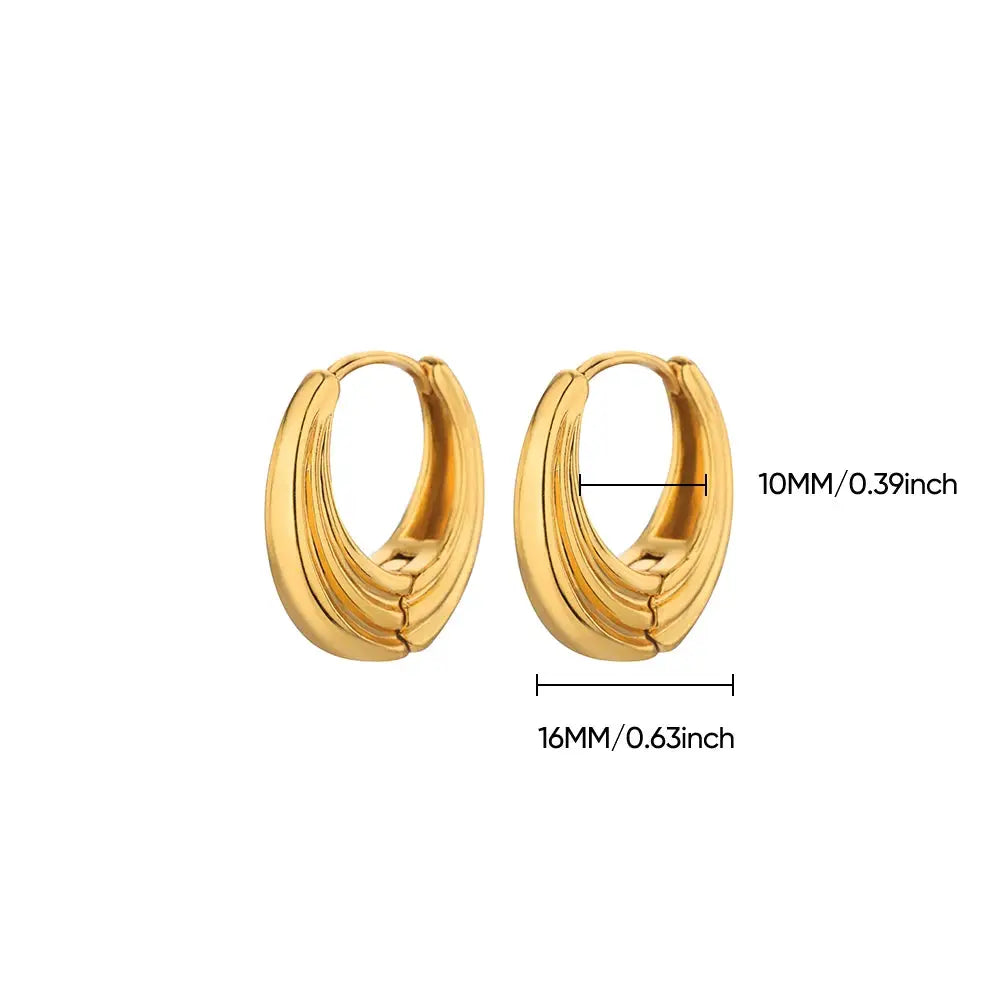 Simples Market gold-tone hoop earrings for women, chunky stainless steel design, 16mm outer diameter