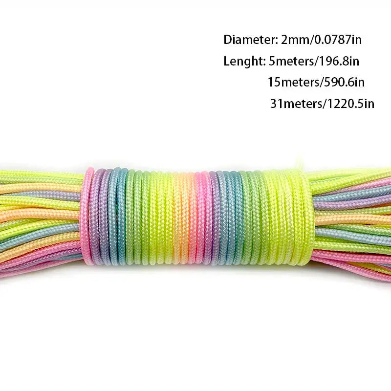 Simples Market rainbow paracord rope, 2mm/3mm/4mm, 7-strand, multicolor coil