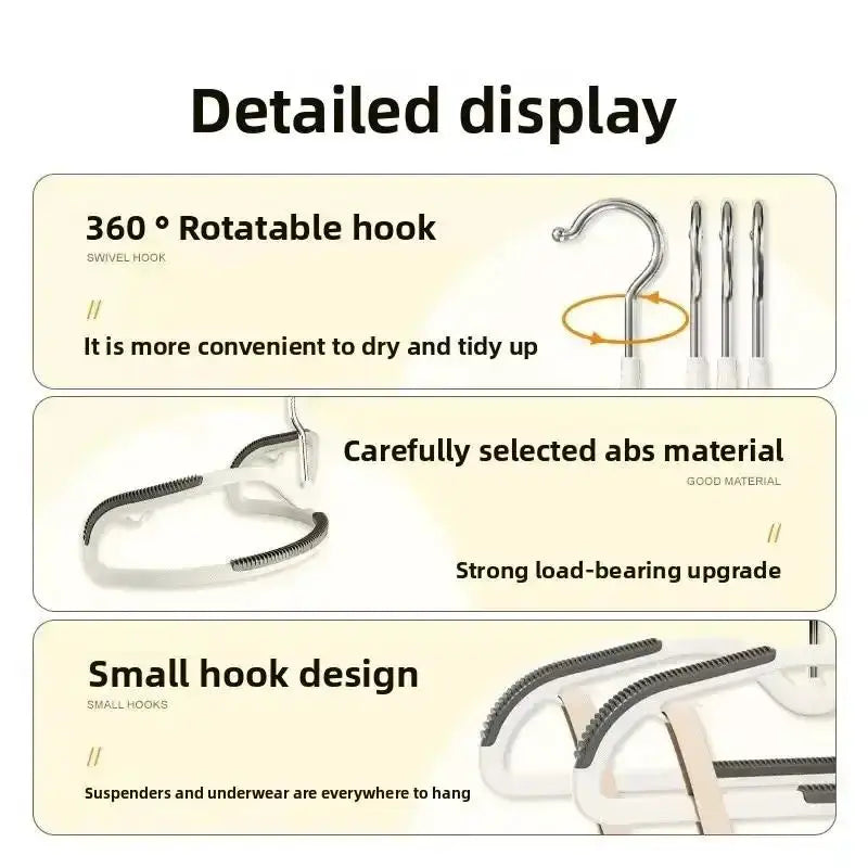 Simples Market short neck non-slip clothes hanger, ABS material, space-saving design with 360° rotatable hook