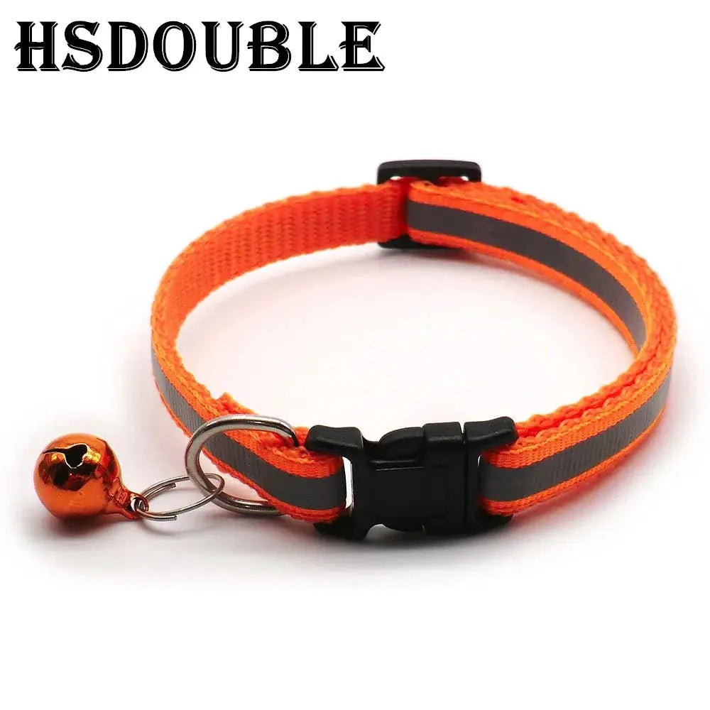 2 Pack Reflective Adjustable Cat And Small Dog Collars With Sash Bells In 12 Colors For Night Visibility