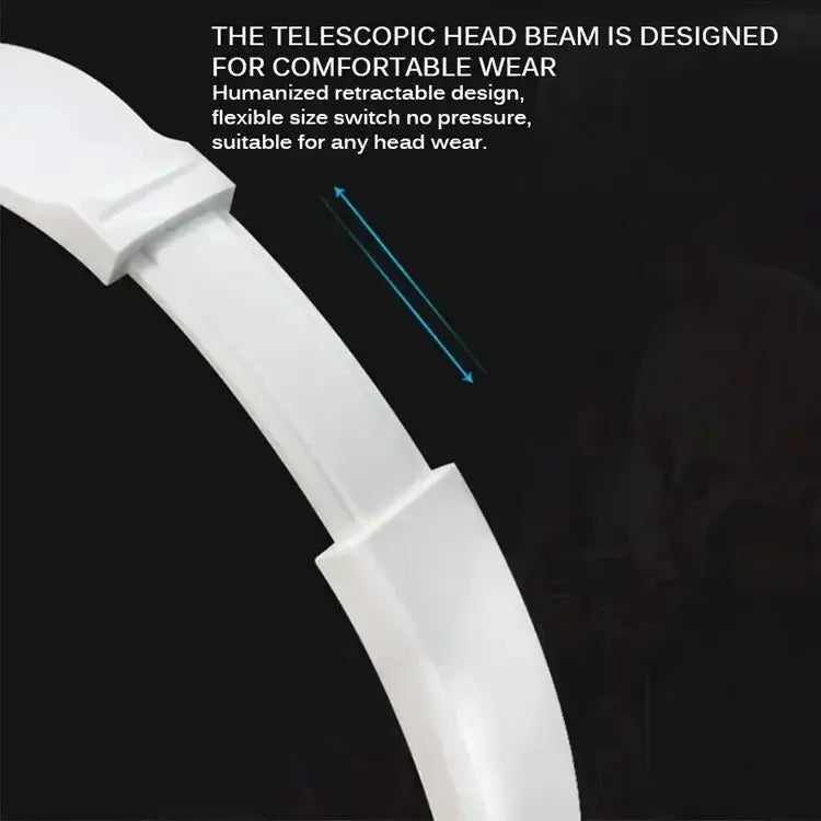 Wired headphones, white adjustable headband with 3.5mm plug