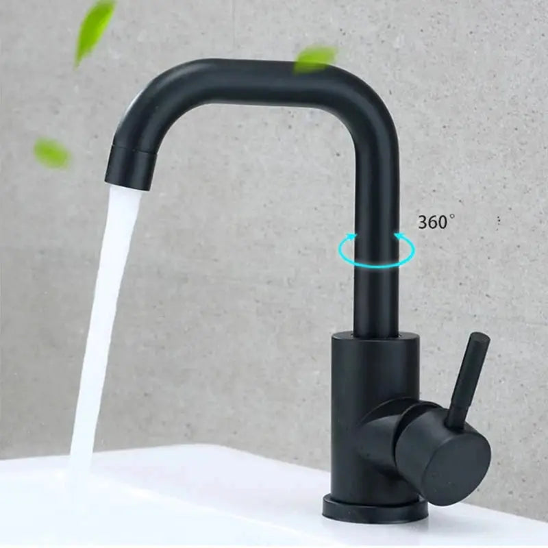 Bathroom basin faucet Simples Market, black 304 stainless steel, 360° rotating, single-handle