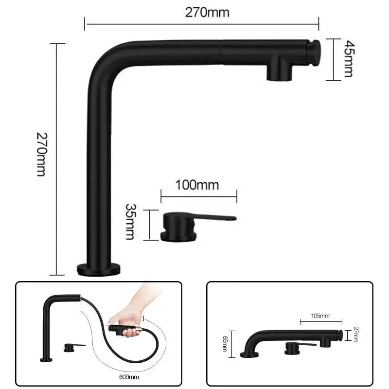 Simples Market ASRAS Nano black kitchen sink faucet with high-arc curved spout and single lever