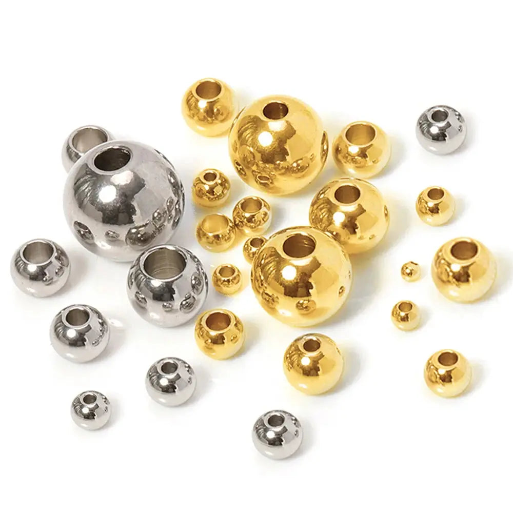 100 Pcs Gold Color Stainless Steel Spacer Beads for DIY Bracelets and Necklaces Jewelry
