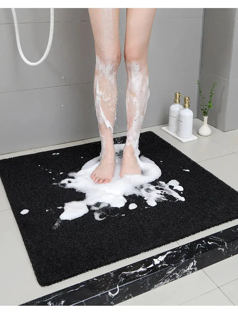 Non-slip hollow bath mat, black foot-massage shower mat for bathroom and hotel use