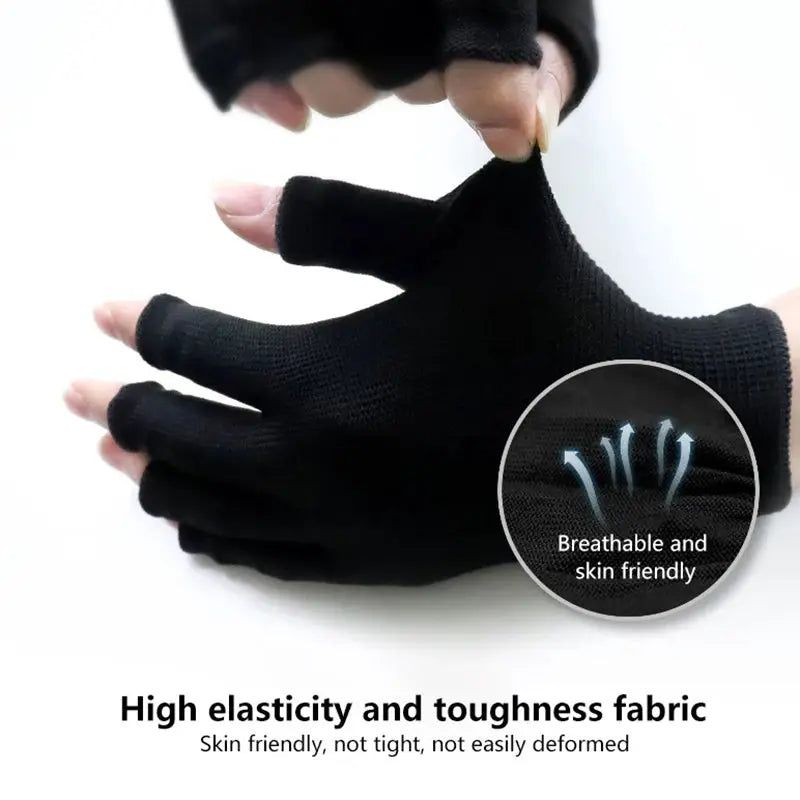 GlamNail Fingerless UV Gel Nail Gloves Shield For Safe Manicures Under LED Lamps Protecting Skin