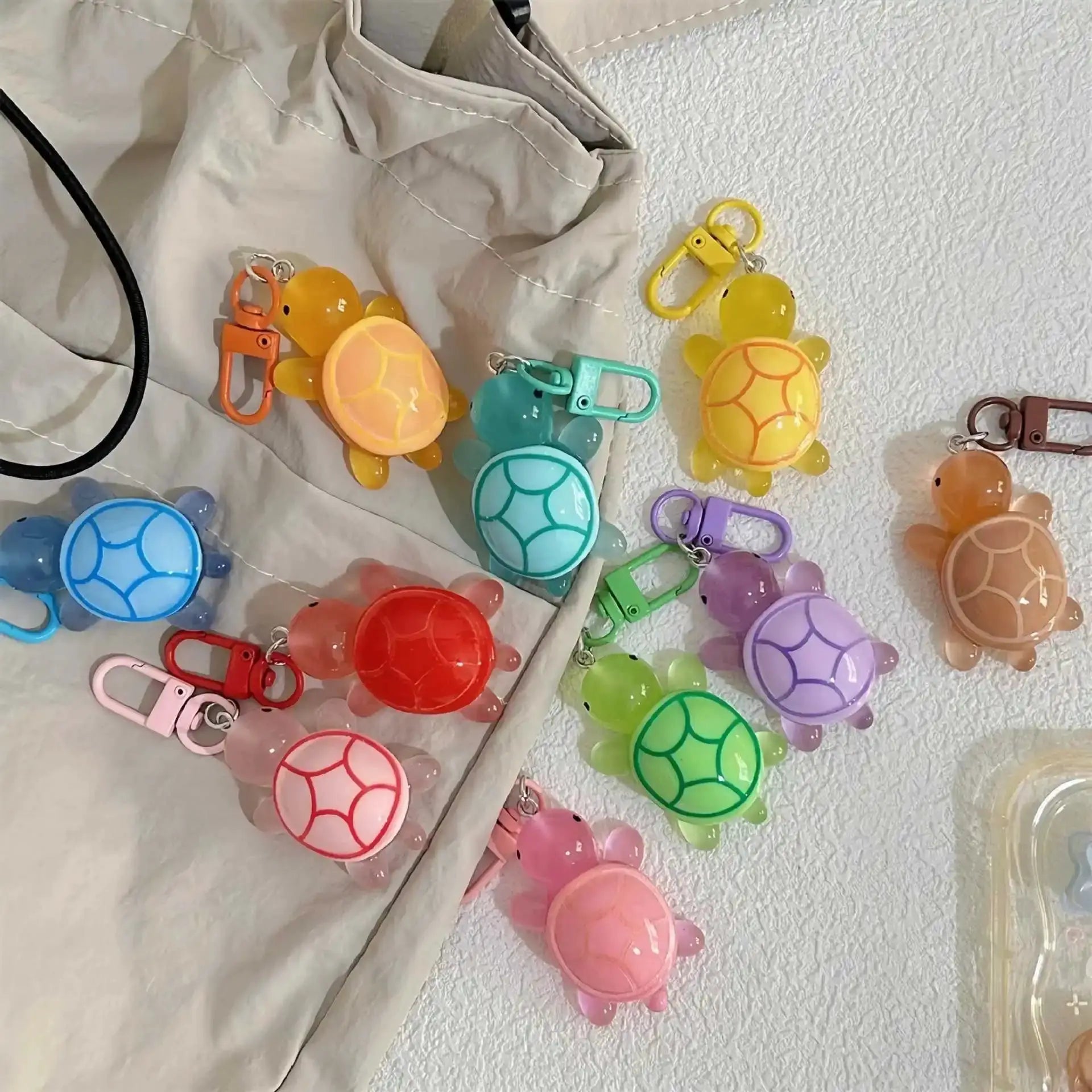 Glow In The Dark Turtle Keychain For Women And Girls Backpack Pendant Colorful Tortoise Keyring Gift