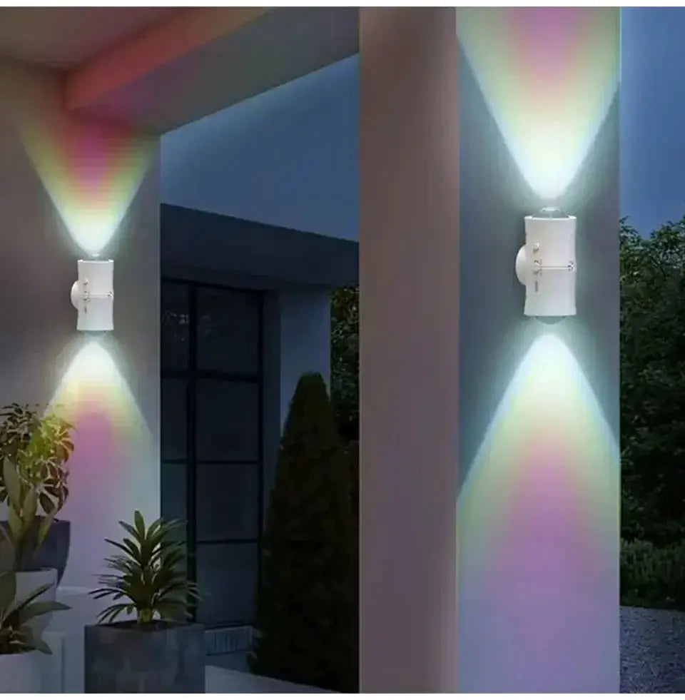 Simples Market motion sensor LED wall light, 2-pack RGB color-changing, double-head spotlight for outdoor walls
