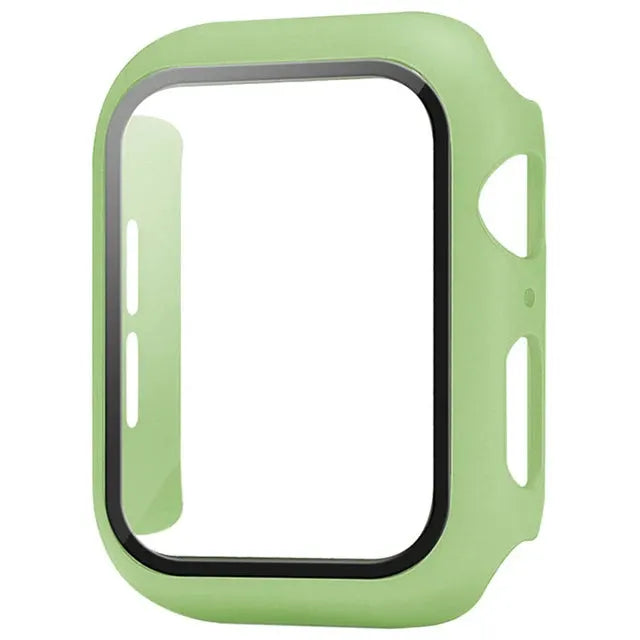 Glass+Cover Apple Watch case with screen protector, Simples Market, lime green, fits 40-46mm.
