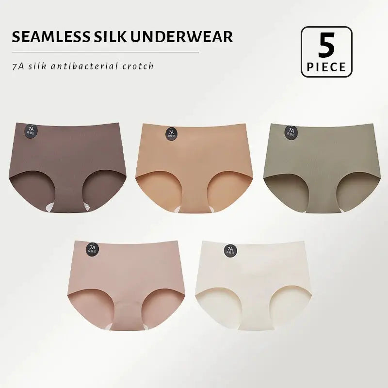 5-piece set of Simples Market seamless mulberry silk panties for women in assorted colors