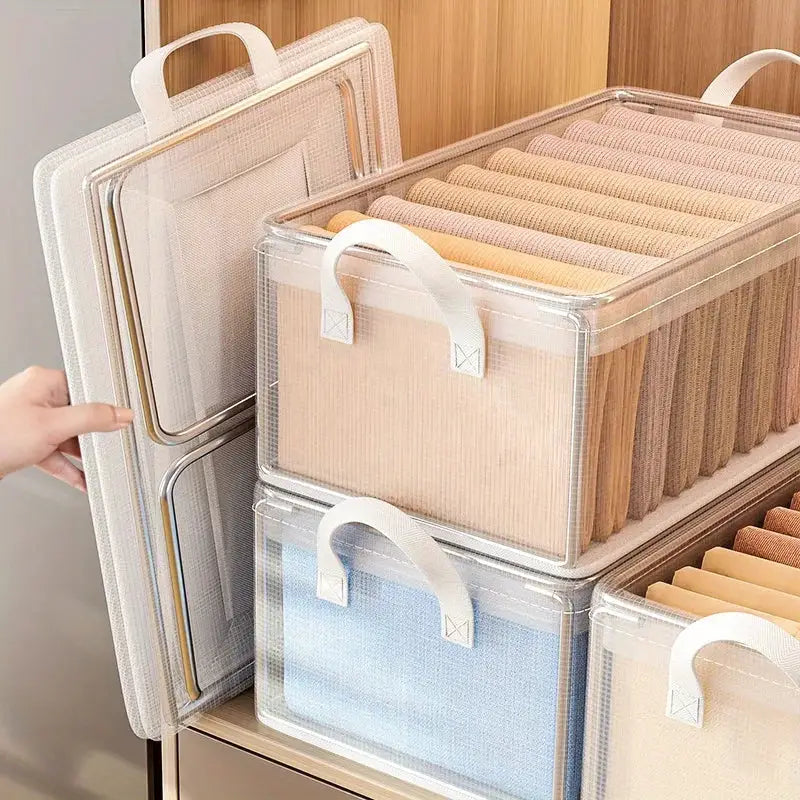 Transparent PVC Storage Box With Solid Steel Frame Waterproof Underwear Organizer For Home And Dormitory