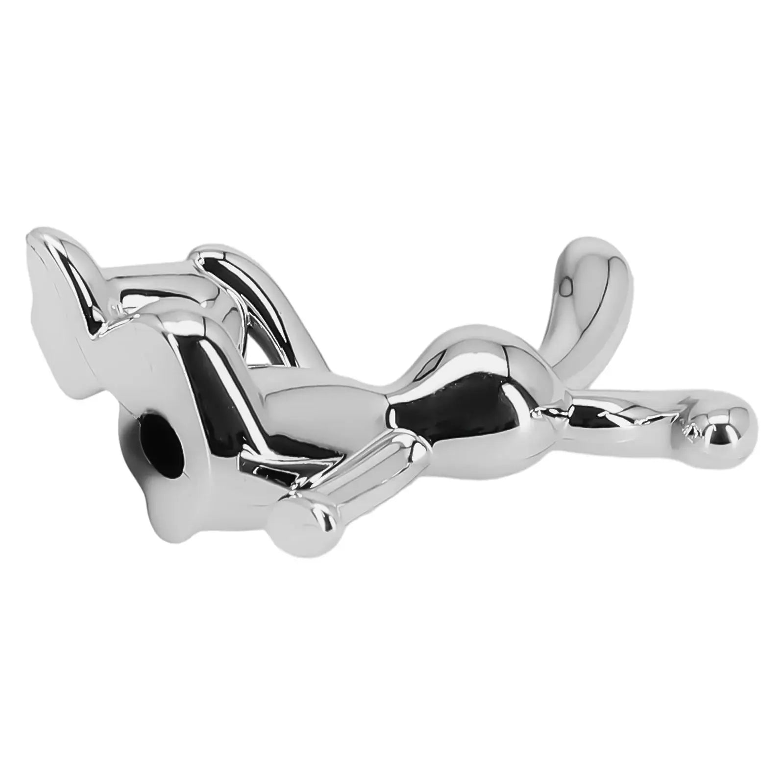 Rabbit figurine in chrome finish for car interior center console and desk decor